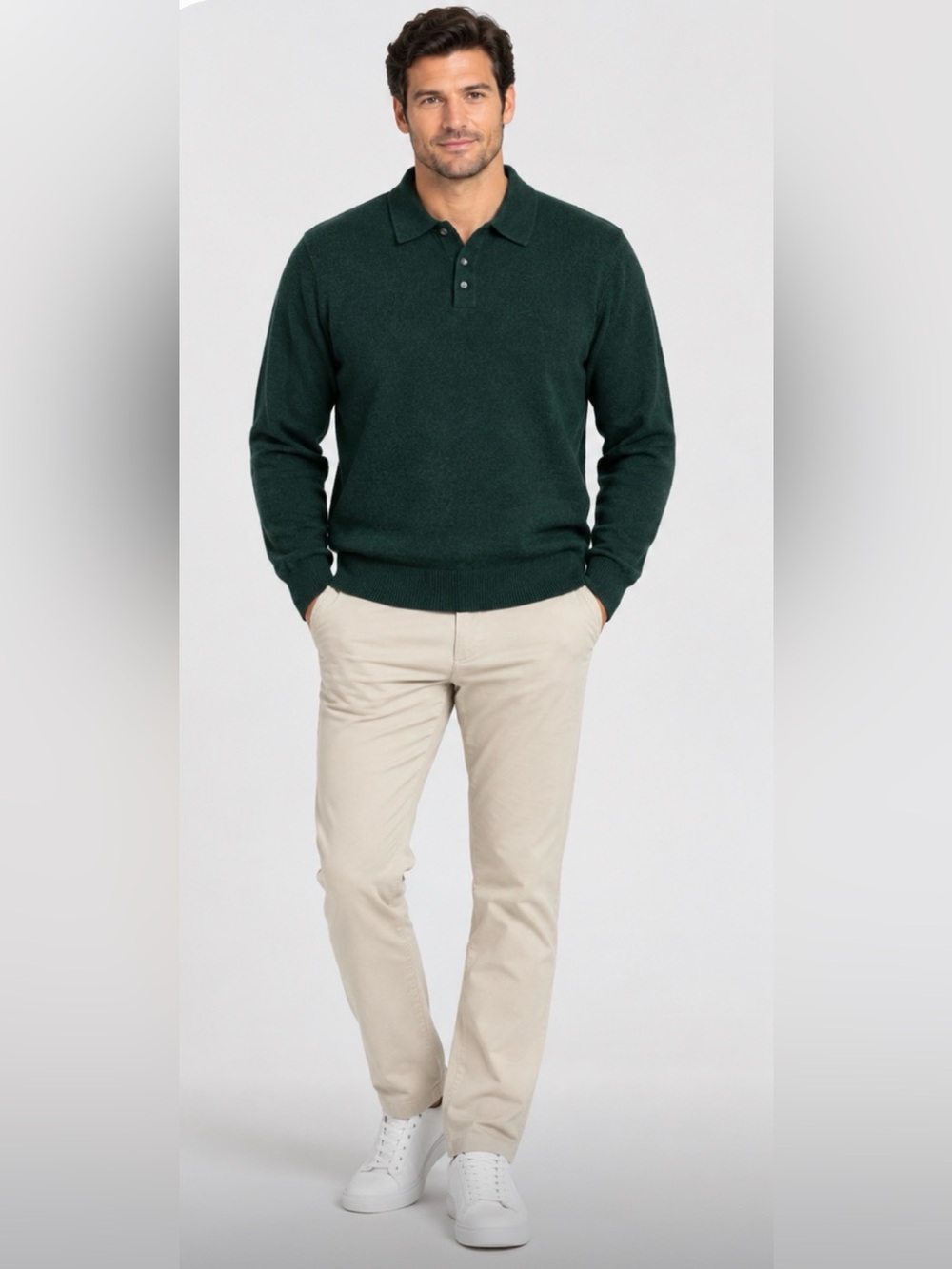 J.Crew Heritage Knit Polo Sweater NWT Green Lambswool Blend Mens L CO382